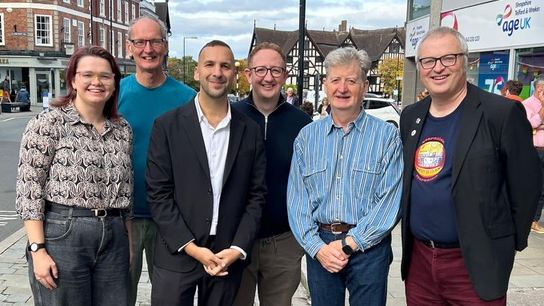 Zack Polanski with Green councillors in Shrewsbury
